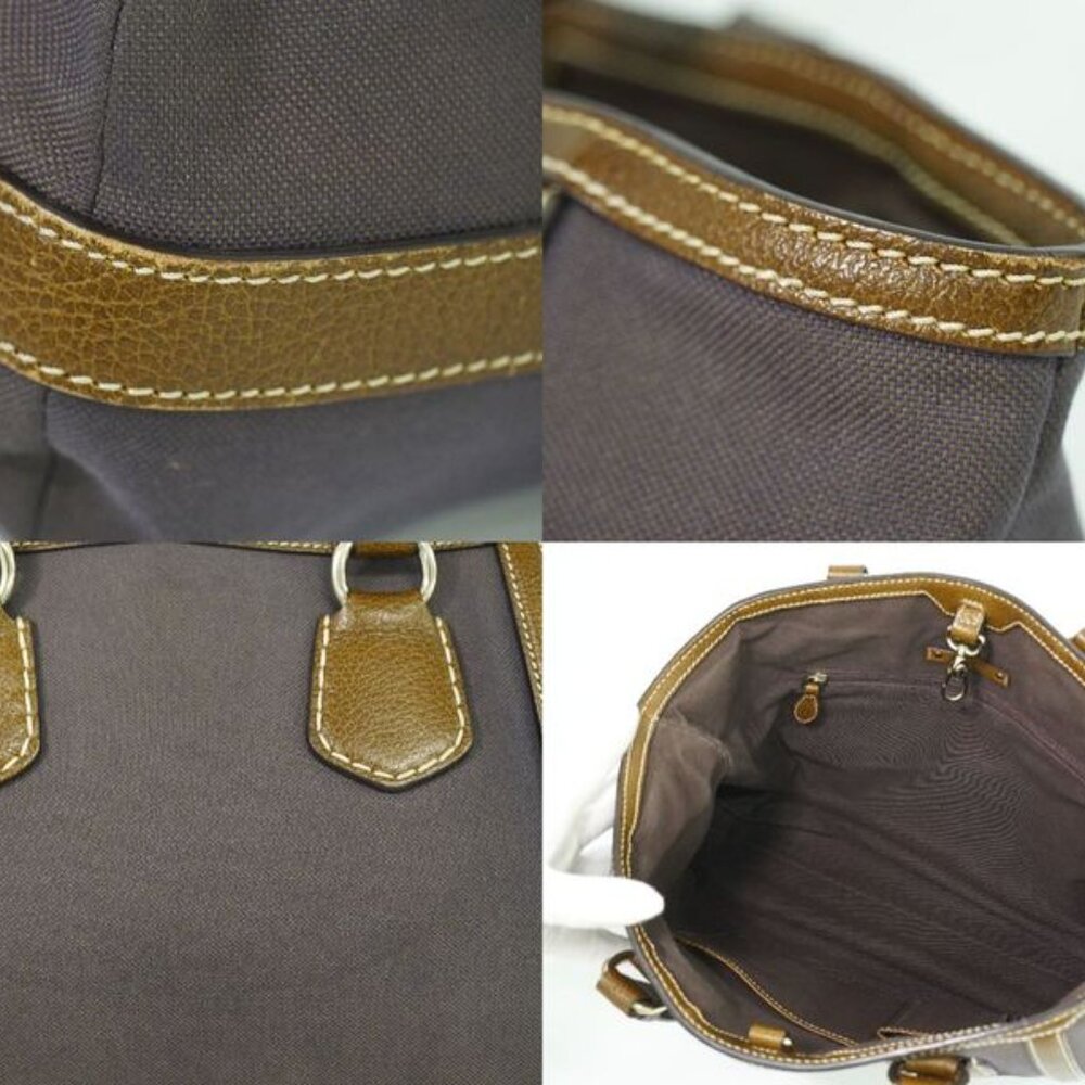 Celine Carriage Logo Tote Handbag Canvas Brown Bag - Picture 8 of 9